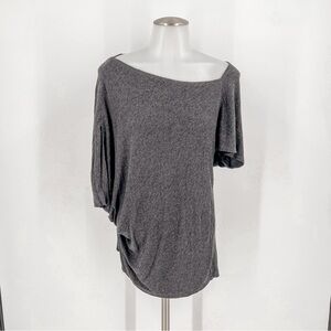 Deletta Anthropologie Asymmetric Shirt Blouse Top Gray Short Sleeves